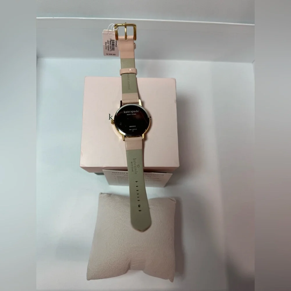 Kate Spade New York KSW9023 Crystal Dial Blush Leather Watch & Box NWT